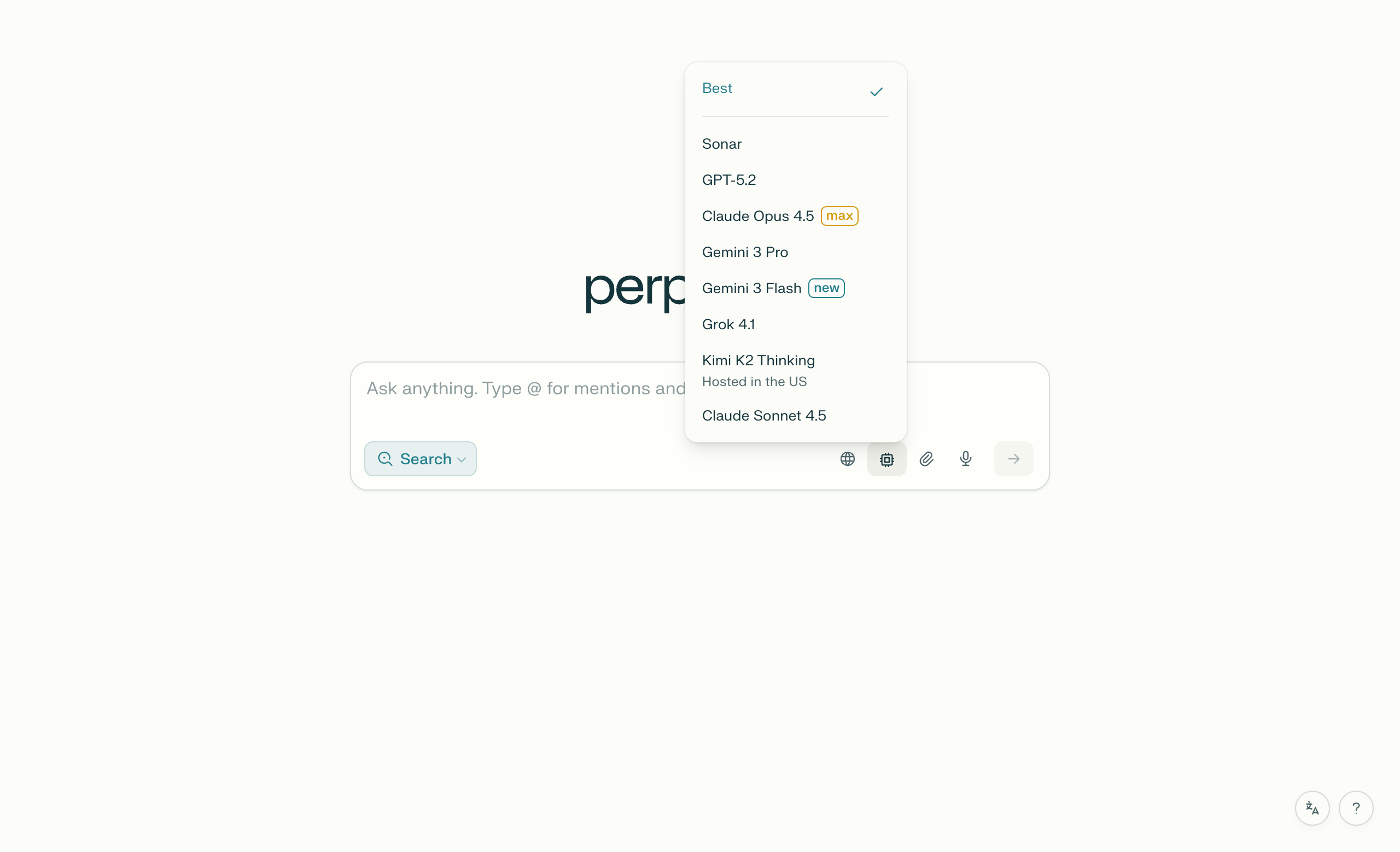 Model Selection Dropdown